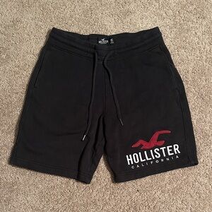 Hollister Men's Black Shorts with Red Logo